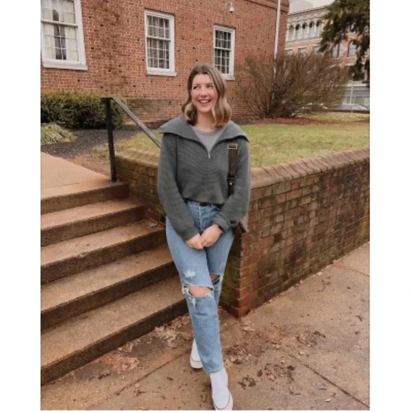 Sonoma Cozy Quarter Zip Crop length oversized sweater women’s size Small - Picture 10 of 11